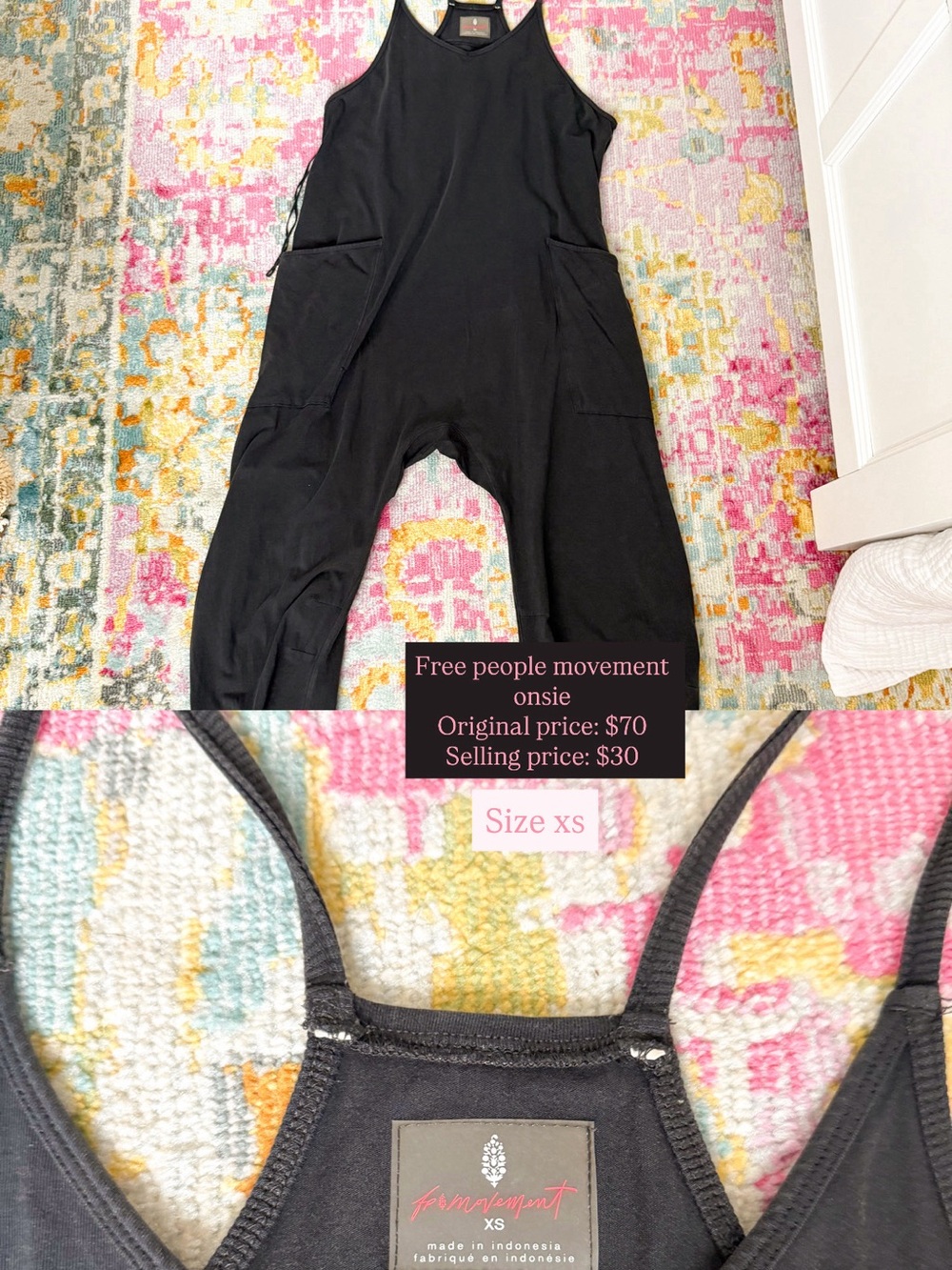 Free People Black Movement Onesie Jumpsuit